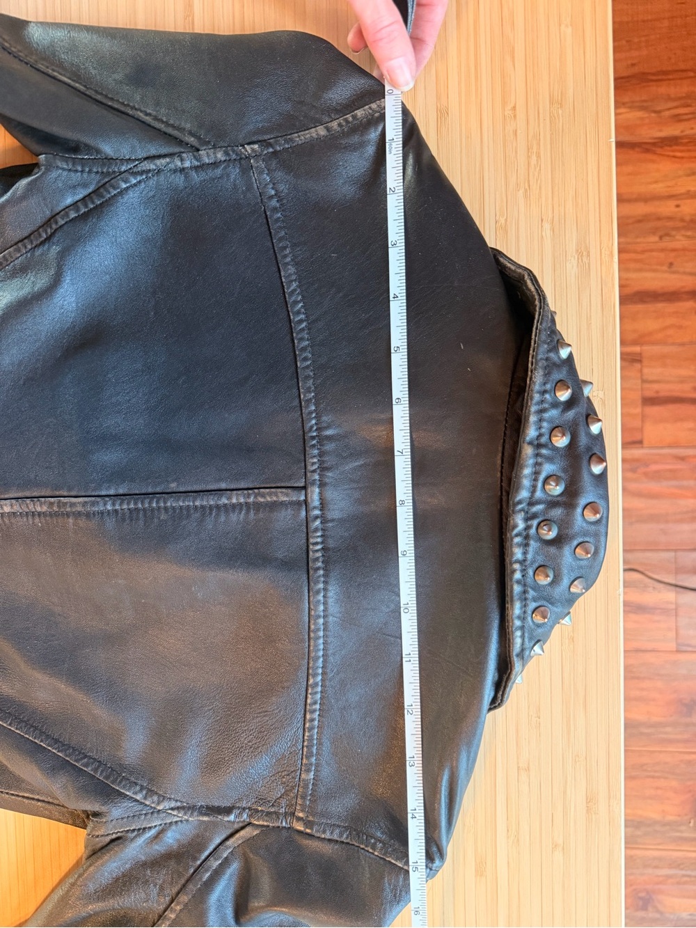 All Saints Studded Leather Biker Moto Jacket Black US 2 - Picture 13 of 14